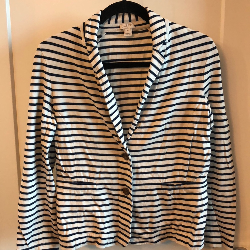 J.Crew Factory Stripe Knit Pocket Cotton Blazer